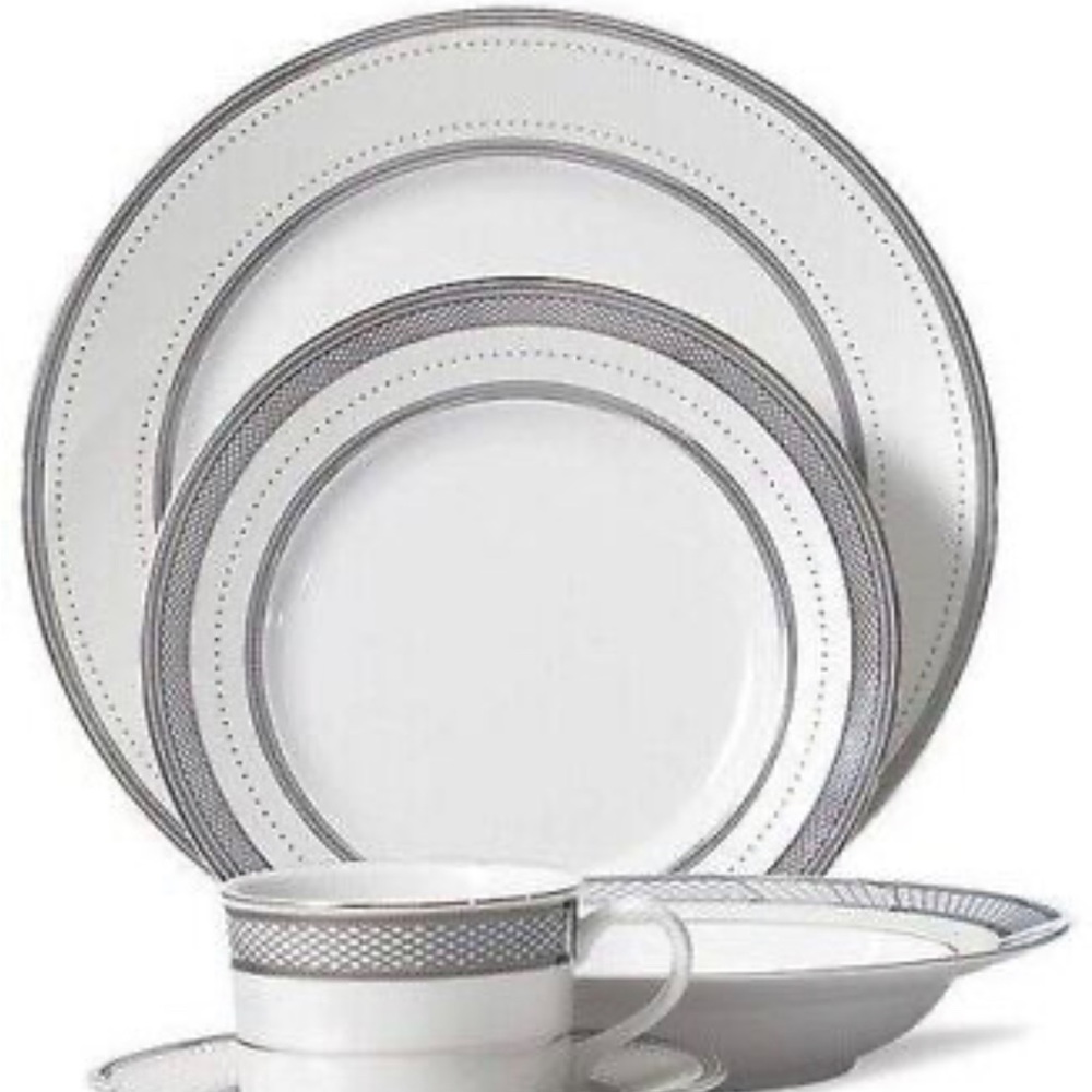 BRAND NEW Ralph Lauren Silk Ribbon Slate / EIGHT Full Sets / 12" CHOP PLATE